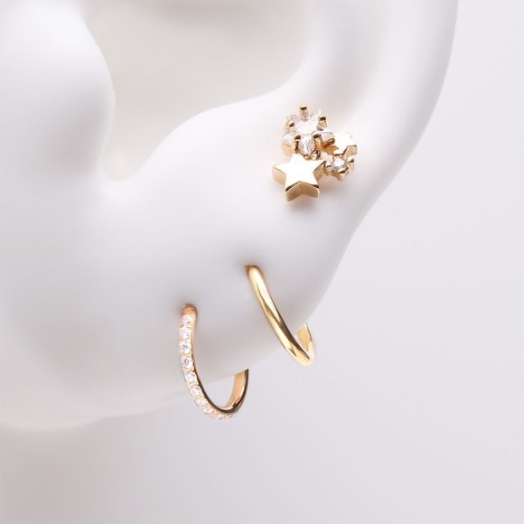 3 Pcs of Assorted Everyday Golden Sparkle Stars Stud x Clicker Package - Picture 1 of 3